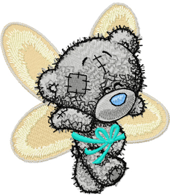 Teddy Bear can fly machine embroidery design